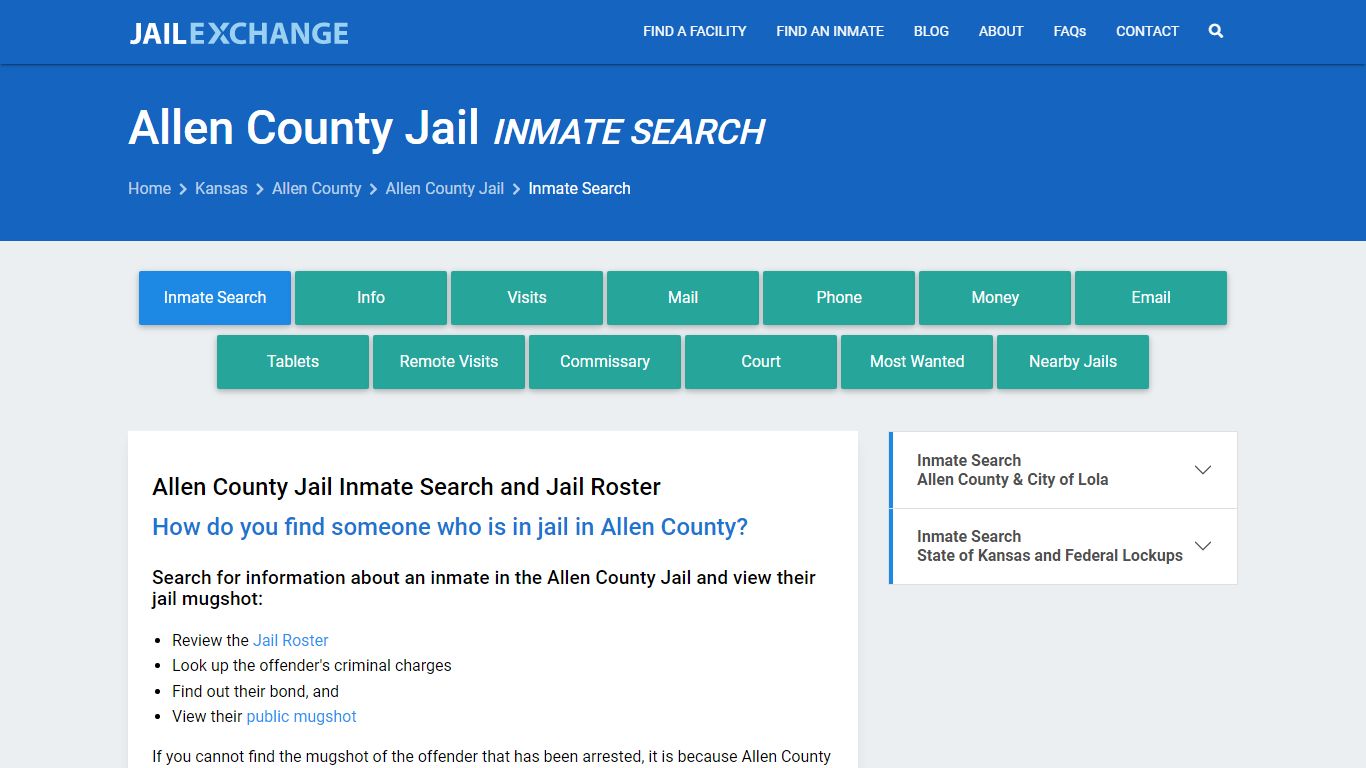 Inmate Search: Roster & Mugshots - Allen County Jail, KS