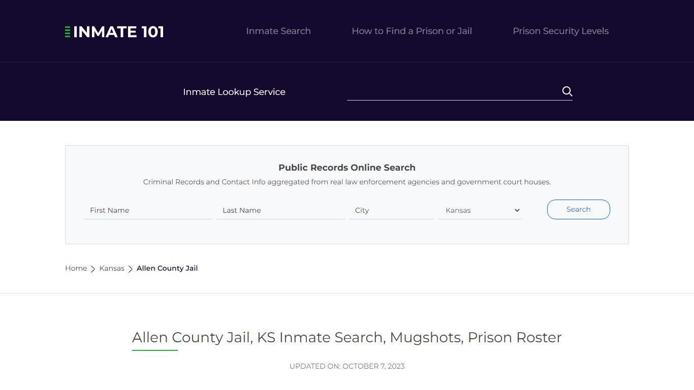 Allen County Jail, KS Inmate Search, Mugshots, Prison Roster